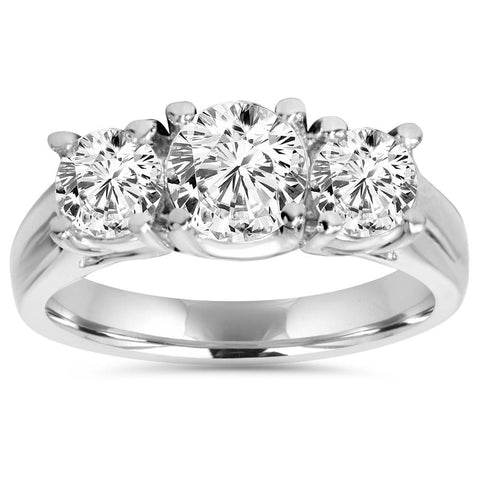 Platinum G/I1 1.25Ct T.W. Three Stone Diamond Engagement Ring