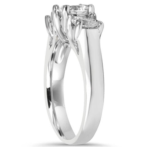 2ct Three Stone Diamond Engagement Ring 14k White Gold Round Brilliant Solitaire