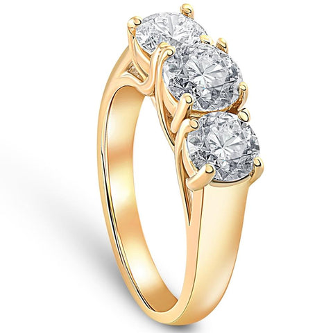 3ct Diamond Three Stone Wedding Anniversary Ring 14k Yellow Gold Enhanced