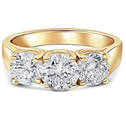 3ct Diamond Three Stone Wedding Anniversary Ring 14k Yellow Gold Enhanced
