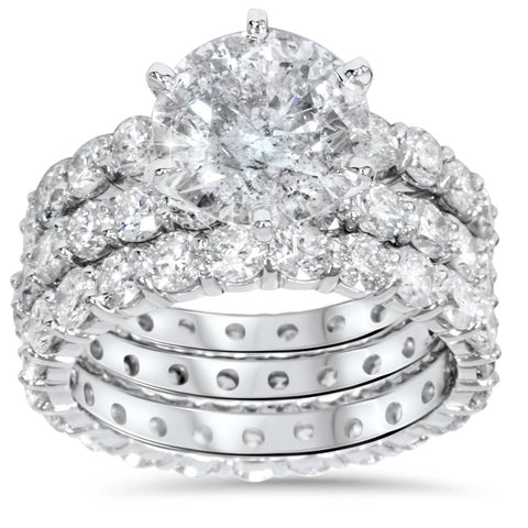 9 Ct Diamond Engagement Ring Eternity Guard Wedding Band Set White Gold Enhanced