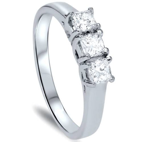 5/8ct Three Stone Diamond Ring 14K White Gold