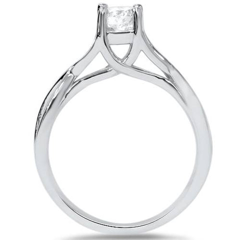 1/2ct Diamond Infinity Solitaire Engagement Ring 14K White Gold Round Solitaire