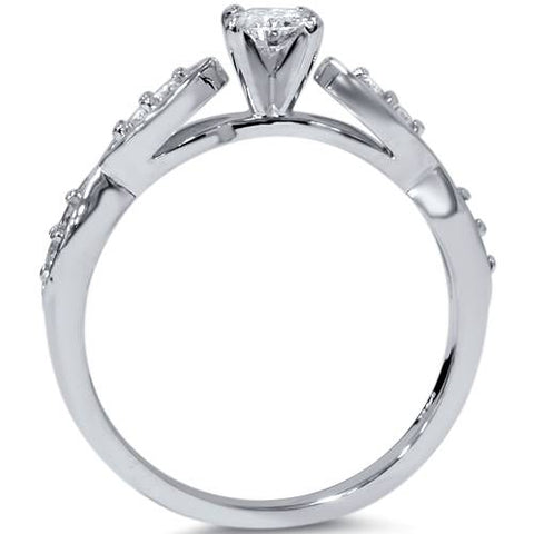 G SI 3/4ct Vintage Diamond Engagement Ring Matching Wedding Band Set White Gold