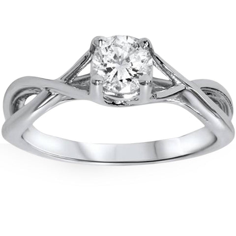 1/2ct Diamond Infinity Solitaire Engagement Ring 14K White Gold Round Solitaire
