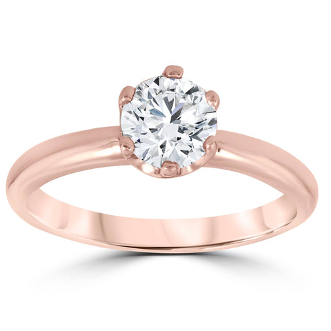1ct Round Diamond Solitaire Engagement Ring 14K Rose Gold