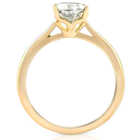 VS 1 3/4Ct Solitaire Oval Diamond 14k Yellow Gold Engagement Ring Lab Grown
