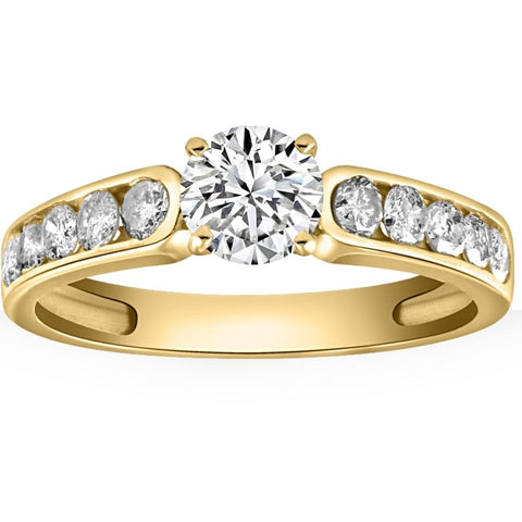1 Ct Diamond Engagement Ring With Channel Set Accents in 10k Yellow Gold