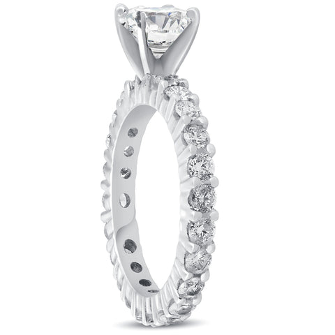 G/SI 2 cttw Diamond Eternity Engagement Ring Solitaire 14k White Gold Enhanced