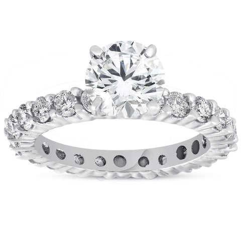 G/SI 2 cttw Diamond Eternity Engagement Ring Solitaire 14k White Gold Enhanced