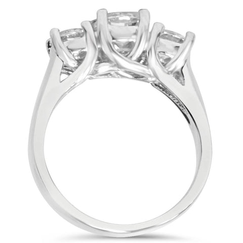 1ct 3-Stone Round Diamond Engagement Ring 14K White Gold