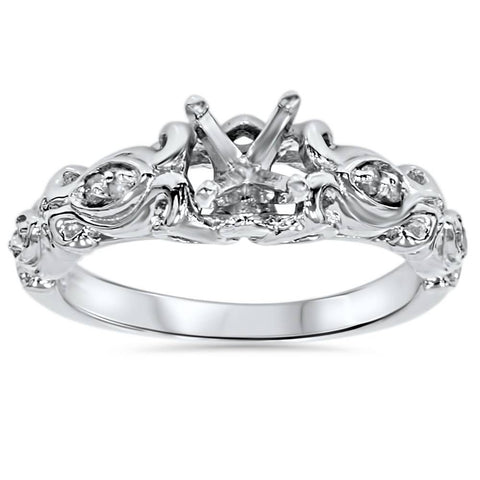 Vintage Diamond Engagement Ring Setting 14K White Gold