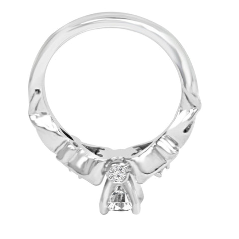 3/8Ct Vintage Diamond Engagement Ring 14K White Gold