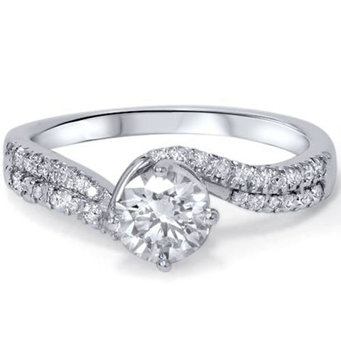 7/8ct Diamond Engagement Ring 14K White Gold