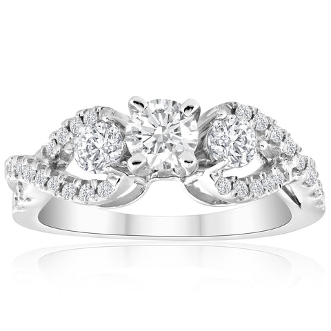 1 Ct T.W. Round Natural Diamond Infinity Twist Engagement Ring 14K White Gold