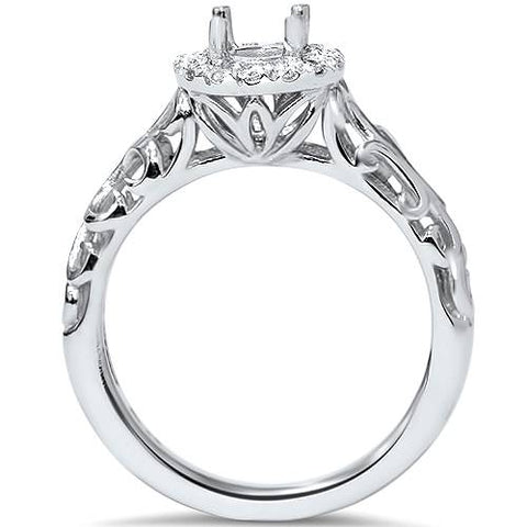 1/10ct Vintage Halo Diamond Engagement Setting 950 Platinum