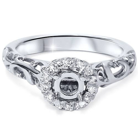 1/10ct Vintage Halo Diamond Engagement Setting 950 Platinum