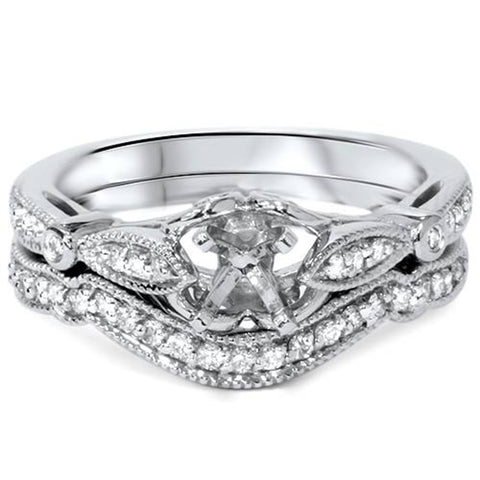 Vintage Diamond Engagement Ring Semi Mount Setting Wedding Band Art Deco Filigre
