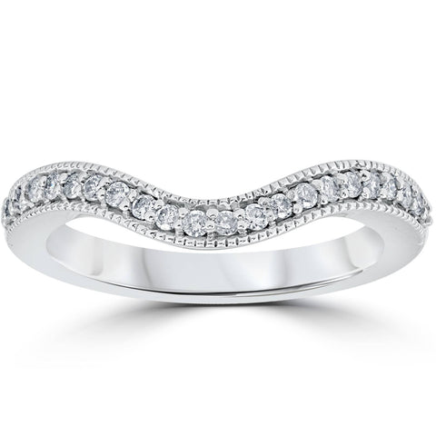 1/5ct Curved Diamond Wedding Guard Enhanced Engagement Band 14K White Gold