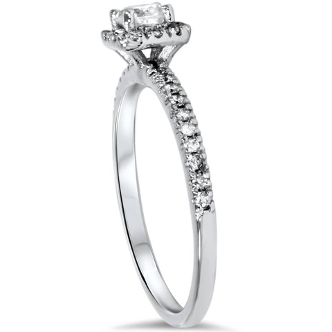 3/4ct Diamond Cushion Halo Engagement Wedding Ring Set White Gold