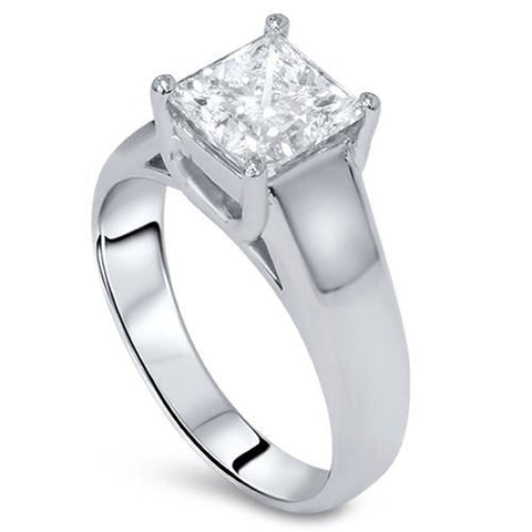 1/2ct Solitaire Princess Cut Diamond Engagement Ring 14K White Gold