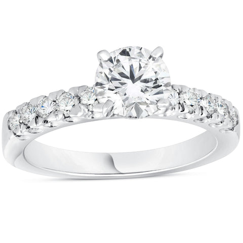 G/SI 1 3/8ct Pave Enhanced Diamond Solitaire Engagement Ring 14K White Gold