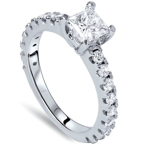 G/SI 1.10CT Princess Cut Diamond Engagement Ring 14k White Gold Enhanced
