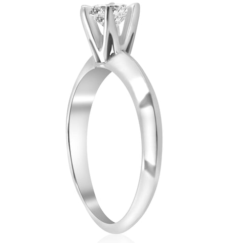 3/4 ct Solitaire Diamond 14K White Gold Engagement Ring Round Brilliant Cut