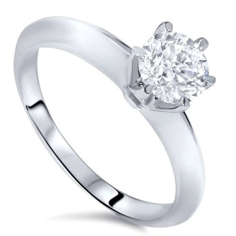Solitaire Engagement Ring Band Vintage Prong Set Diamond 0.55 Ct 14Kt White Gold