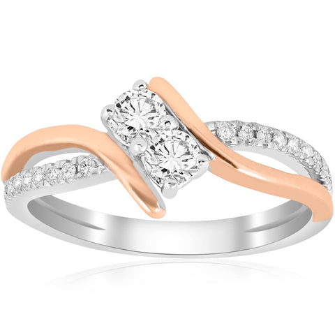 5/8CT Forever Us 2 Stone Diamond Engagement Ring 14K White & Rose Gold