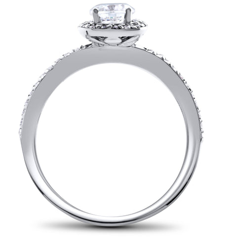 1ct Diamond Engagement Ring Cushion Halo Top 14K White Gold