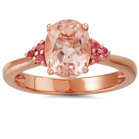 2ct Morganite & Pink Sapphire Vintage Ring 14K Rose Gold