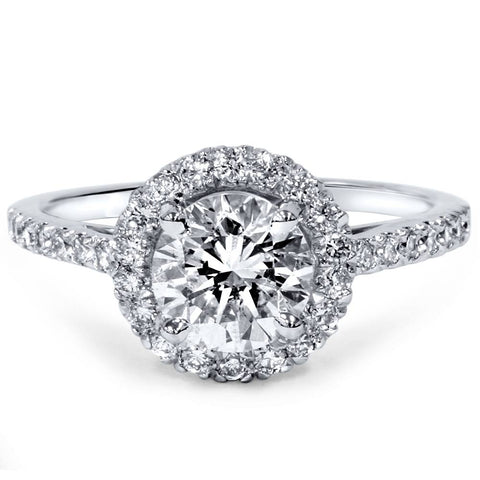 1 1/2ct Diamond Halo Engagement Ring 14K White Gold