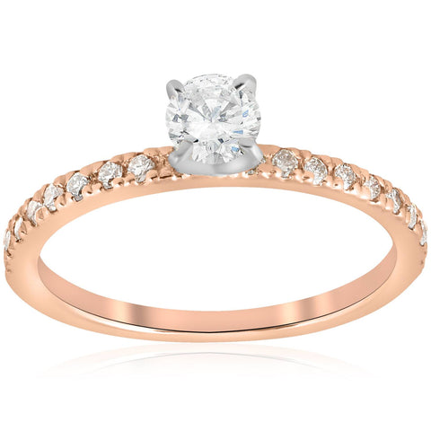 1/2ct Diamond Engagement Ring 14K Rose Gold Round Brilliant Solitaire Jewelry