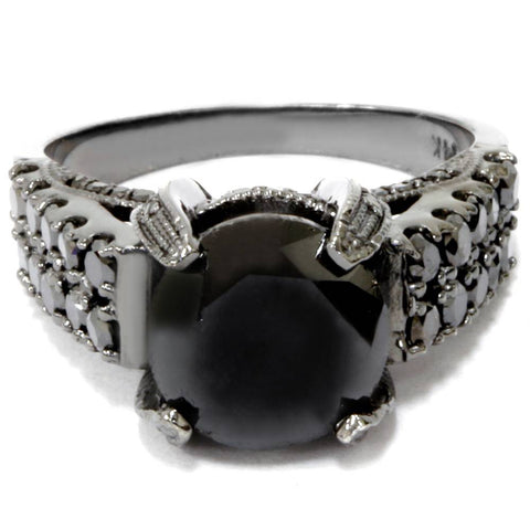5 1/4ct Treated Black Diamond Engagement Ring 14K Black Gold