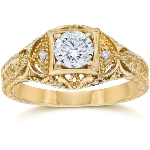 Emery 5/8Ct Vintage Genuine Diamond Engagement 14K Yellow Gold