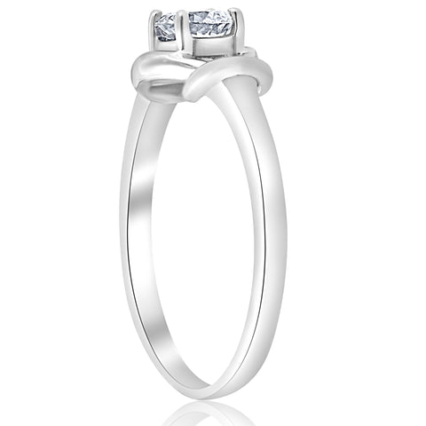 1/2ct Everlong Round Diamond Solitaire Knot Ring 14K White Gold
