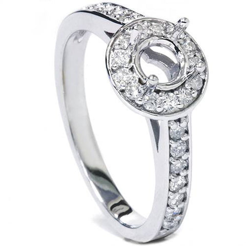 1/3ct Halo Diamond Engagement Ring Setting 14K White Gold Semi Mount