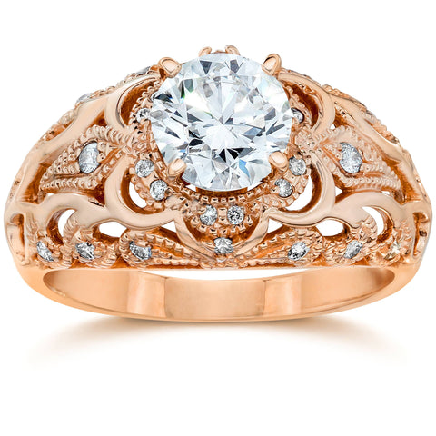 Emery .75Ct Vintage Diamond Antique Engagement 14K Rose Gold