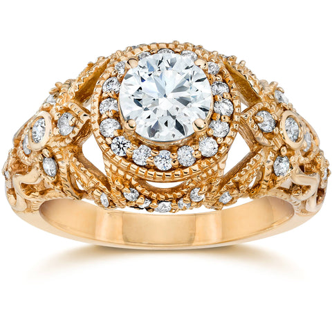Emery 1.00Ct Vintage Diamond Engagement Ring 14K Rose Gold
