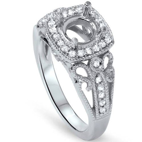 1/4ct Cushion Halo Diamond Engagement Ring Setting 950 Platinum