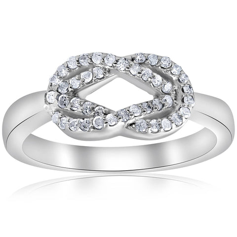1/4ct Diamond Womens Knot Everlong 14K White Gold Right Hand Band Ring