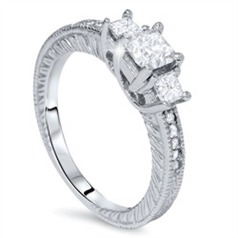 1ct Princess Cut Diamond Antique Ring 14K Gold