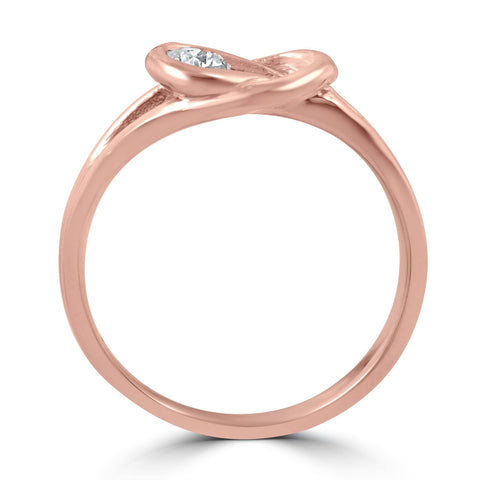 1/5ct Diamond Knot Solitaire Round Brilliant Cut Ring 14K Rose Gold