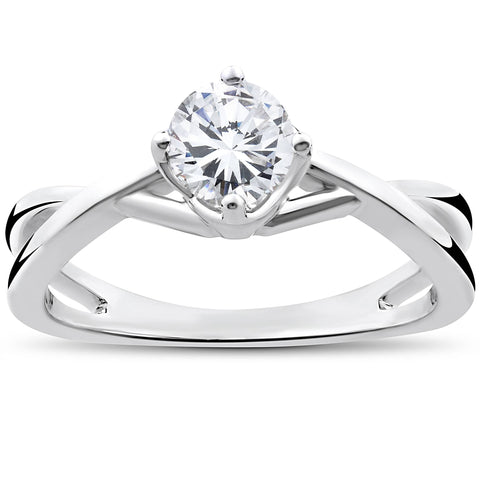 1/2 Ct Round Solitaire Genuine Diamond Vintage Engagement Ring 14K White Gold