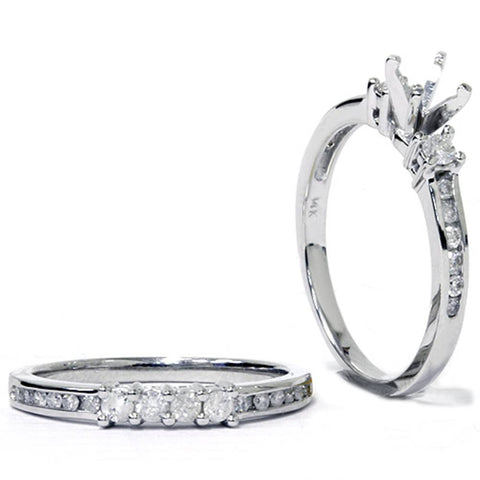 1/2ct Diamond Engagement Wedding Ring Semi Mount 14K White Gold