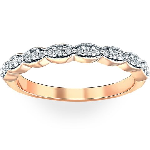 14k Rose Gold 1/5Ct T.W. Diamond Wedding Ring Women's Anniversary Stackable Band
