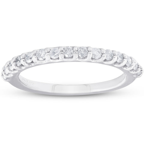 3/8ct Diamond Ring Womens Stackable Anniversary 14K White Gold Band