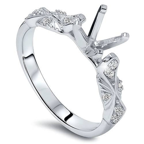 1/4ct Sculptural Diamond Engagement Ring Setting 14K White Gold