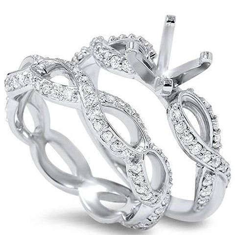 5/8CT Diamond Infinity Bridal Set Semi Mount Solid 14k White Gold